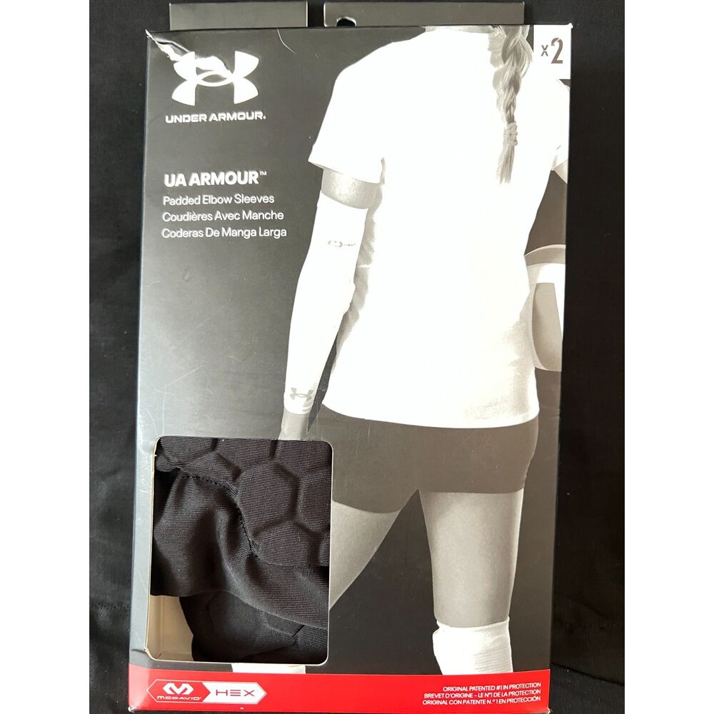 Under Armour Padded Elbow Sleeves Small McDavid HEX Protection Basketball Black